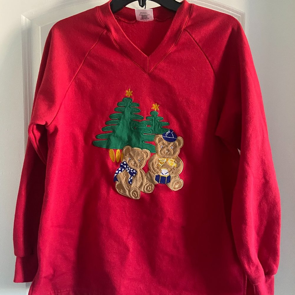 Vintage Aileen Red Christmas Bear Sweater - Size Small